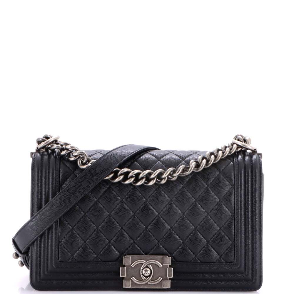 Chanel Boy Flap Bag Quilted Caviar Old #327273C49B